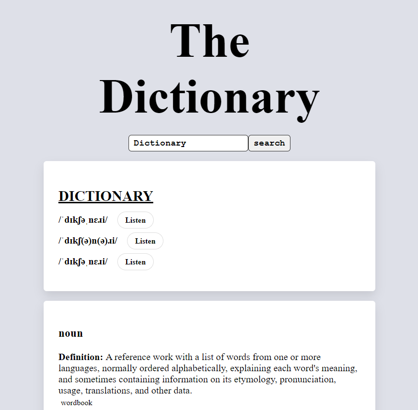 dictionnary preview